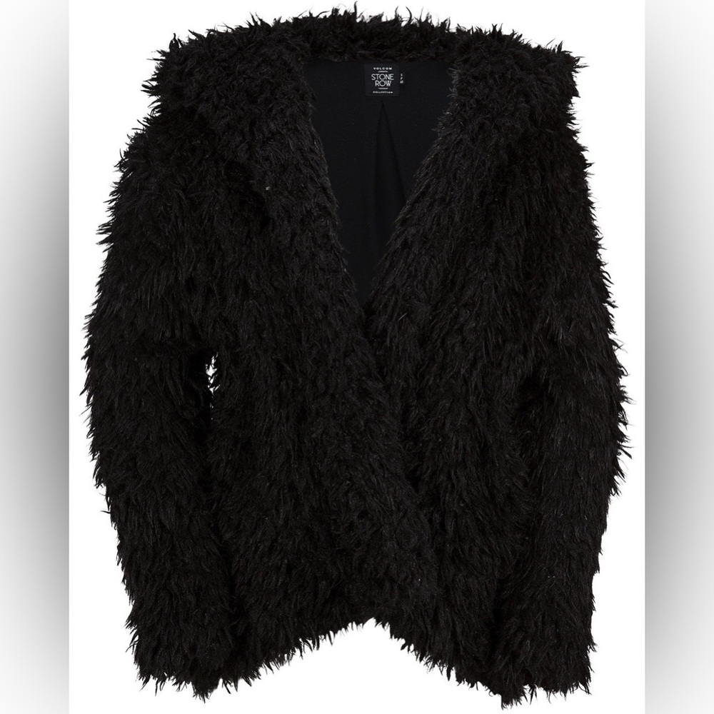 Volcom Stone Row Faux Sherpa Jacket in Black (Small)